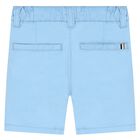 Younger Boys Blue Cotton Shorts, 1, hi-res
