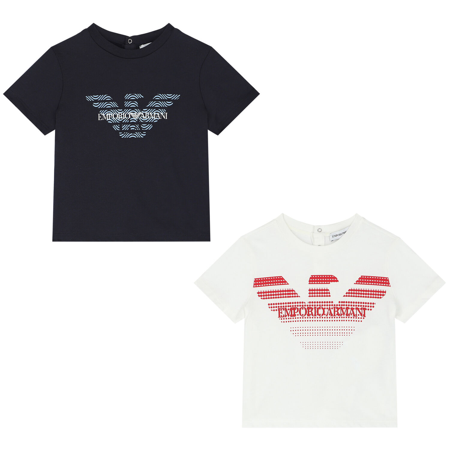 Younger Boys Navy Blue & Ivory Logo T-Shirts ( 2-Pack ), 1, hi-res