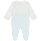 Baby Boys White & Blue Teddy Bear Babygrow, 1, hi-res