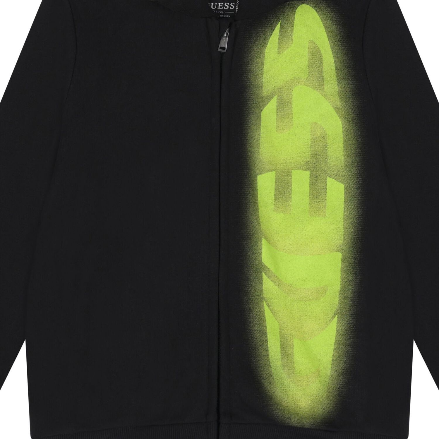 Boys Black Logo Hooded Zip Up Top, 1, hi-res image number null