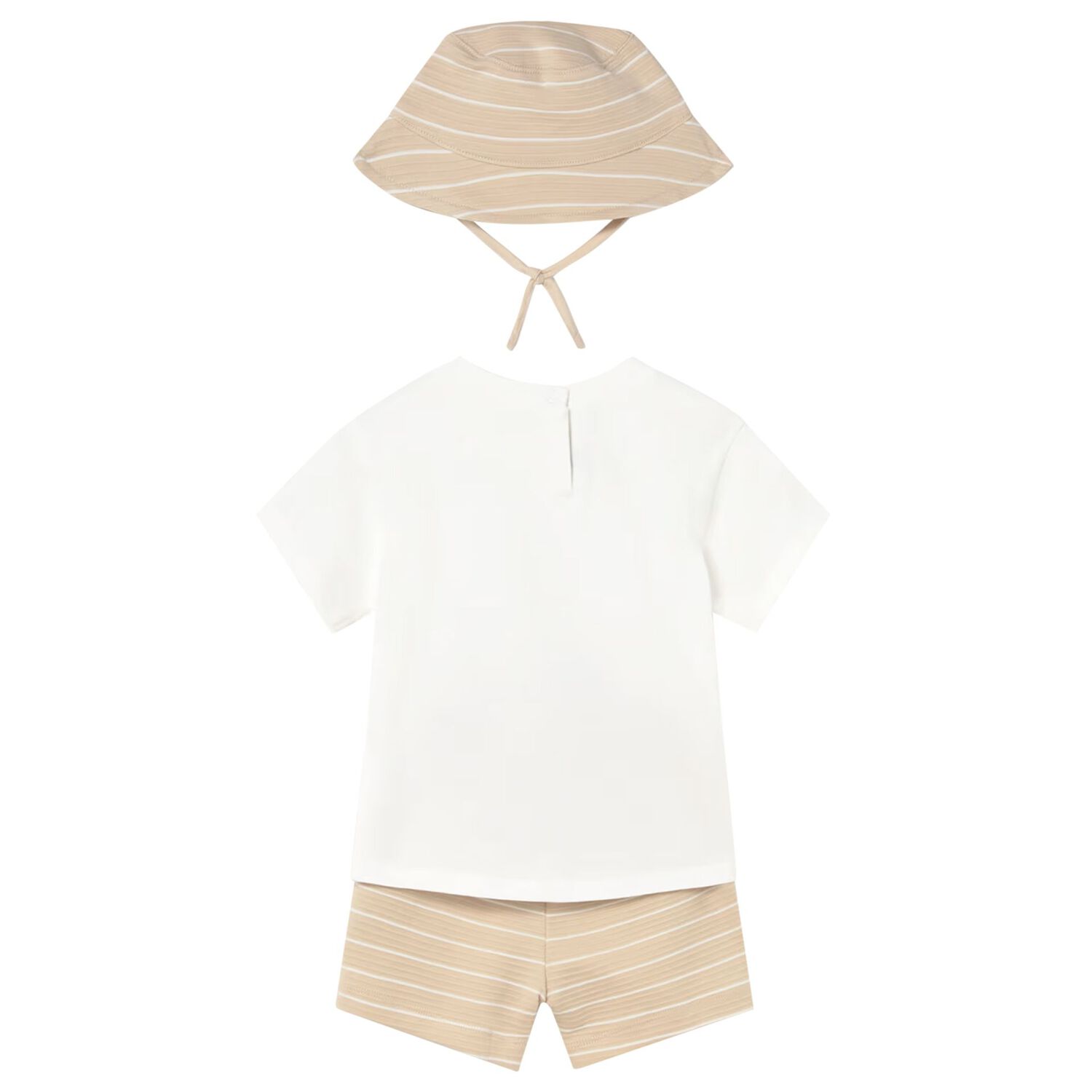 Younger Boys White & Beige Shorts Set, 2, hi-res
