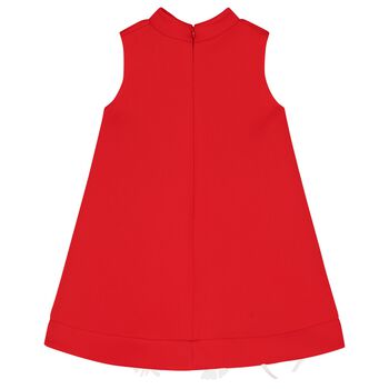 Girls Red Diamante Flowers Dress