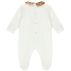 Ivory & Beige Logo Babygrow, 1, hi-res