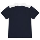 Younger Boys Navy Blue Logo Polo Shirt, 2, hi-res