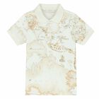 Boys White & Beige Geo Map Polo Shirt, 2, hi-res