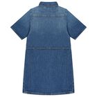 Girls Blue Logo Denim Dress, 1, hi-res