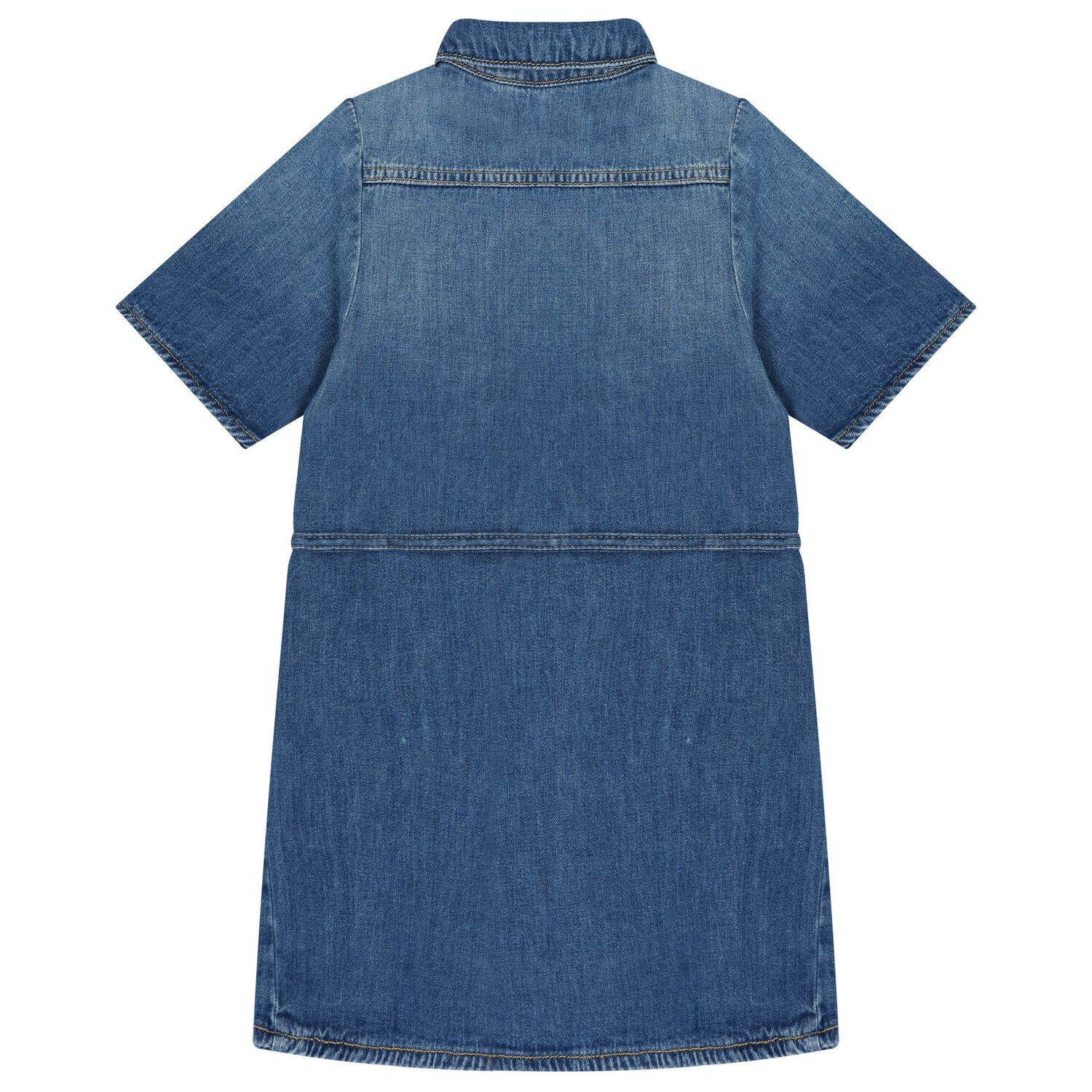 Girls Blue Logo Denim Dress, 1, hi-res image number null
