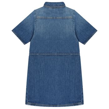 Girls Blue Logo Denim Dress