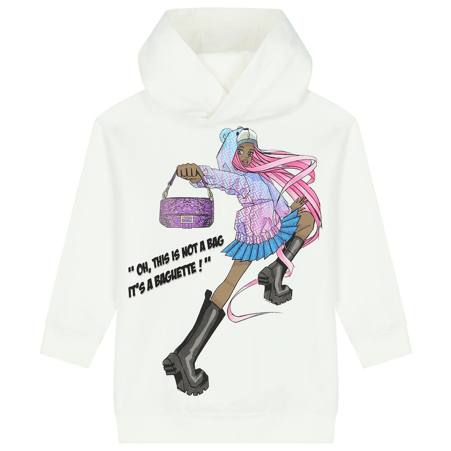 فستان هودى بنات باللون العاجى, 2, hi-res image number null