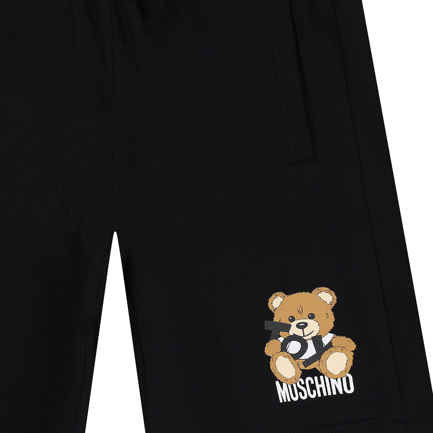 Boys Black Teddy Bear Logo Shorts, 3, hi-res image number null