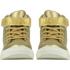 Girls Gold Embellished Trainers, 1, hi-res