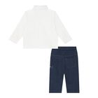 Boys White & Blue Denim Trouser Set, 1, hi-res