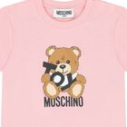 Younger Girls Pink Teddy Bear Logo T-Shirt, 4, hi-res