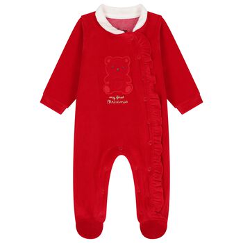Baby Girls Red Teddy Bear Babygrow