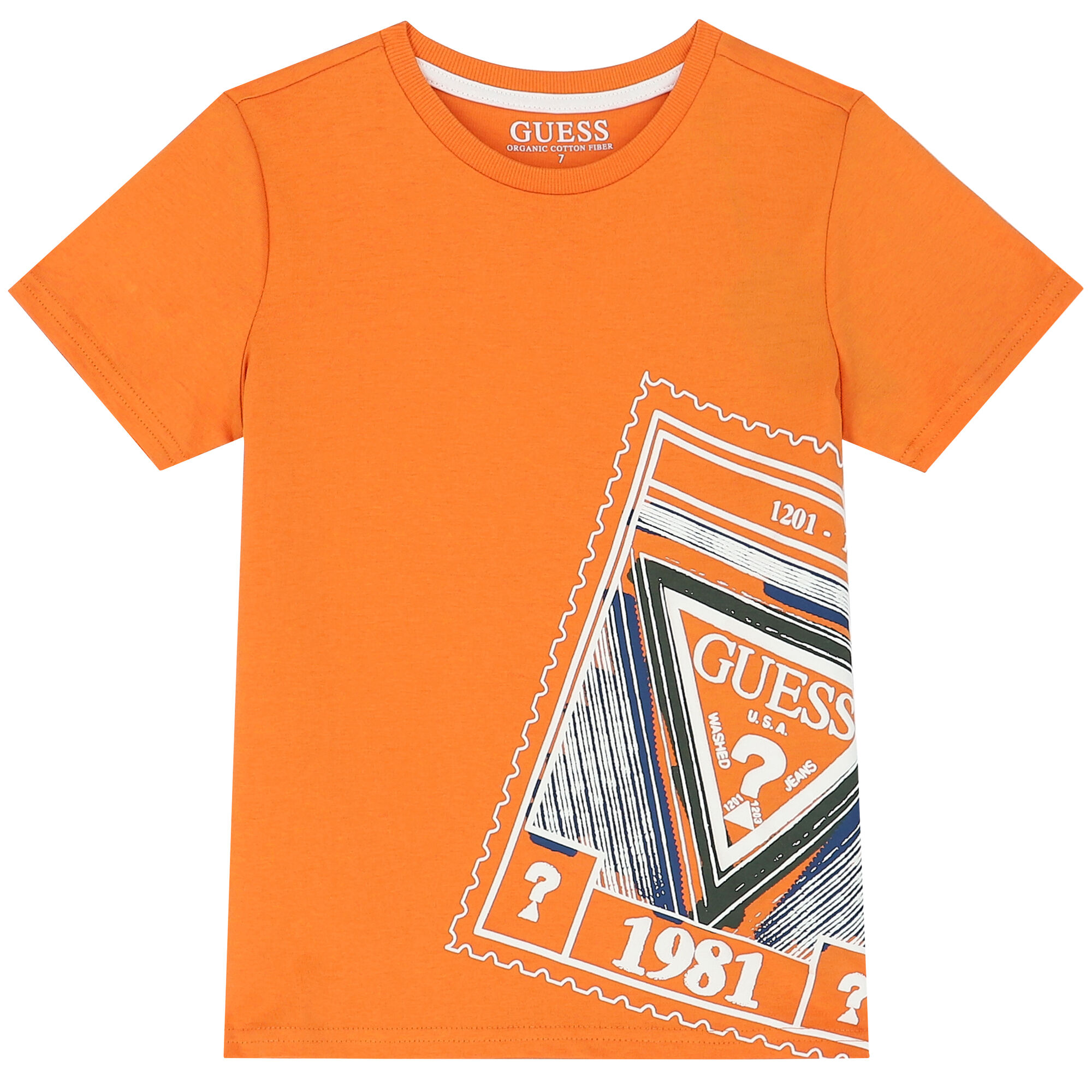 Guess Boys Orange Logo T Shirt Junior Couture UAE