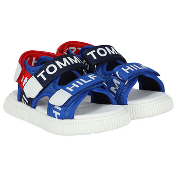 Blue, White & Red Logo Sandals