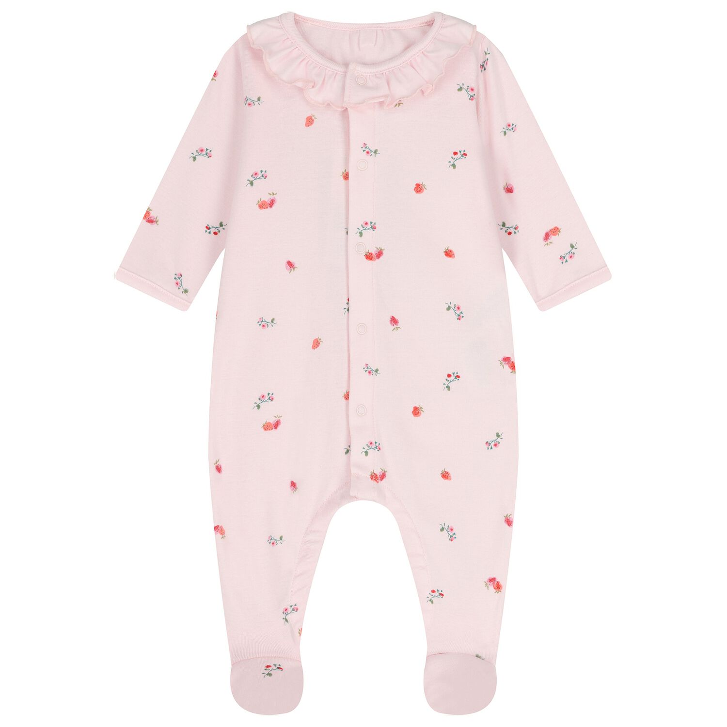 Baby Girls Pink Strawberry Babygrow, 1, hi-res