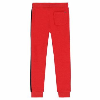 Boys Red Cotton Joggers