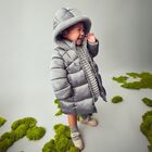 Younger Girls Grey Hooded Puffer Coat, 2, hi-res