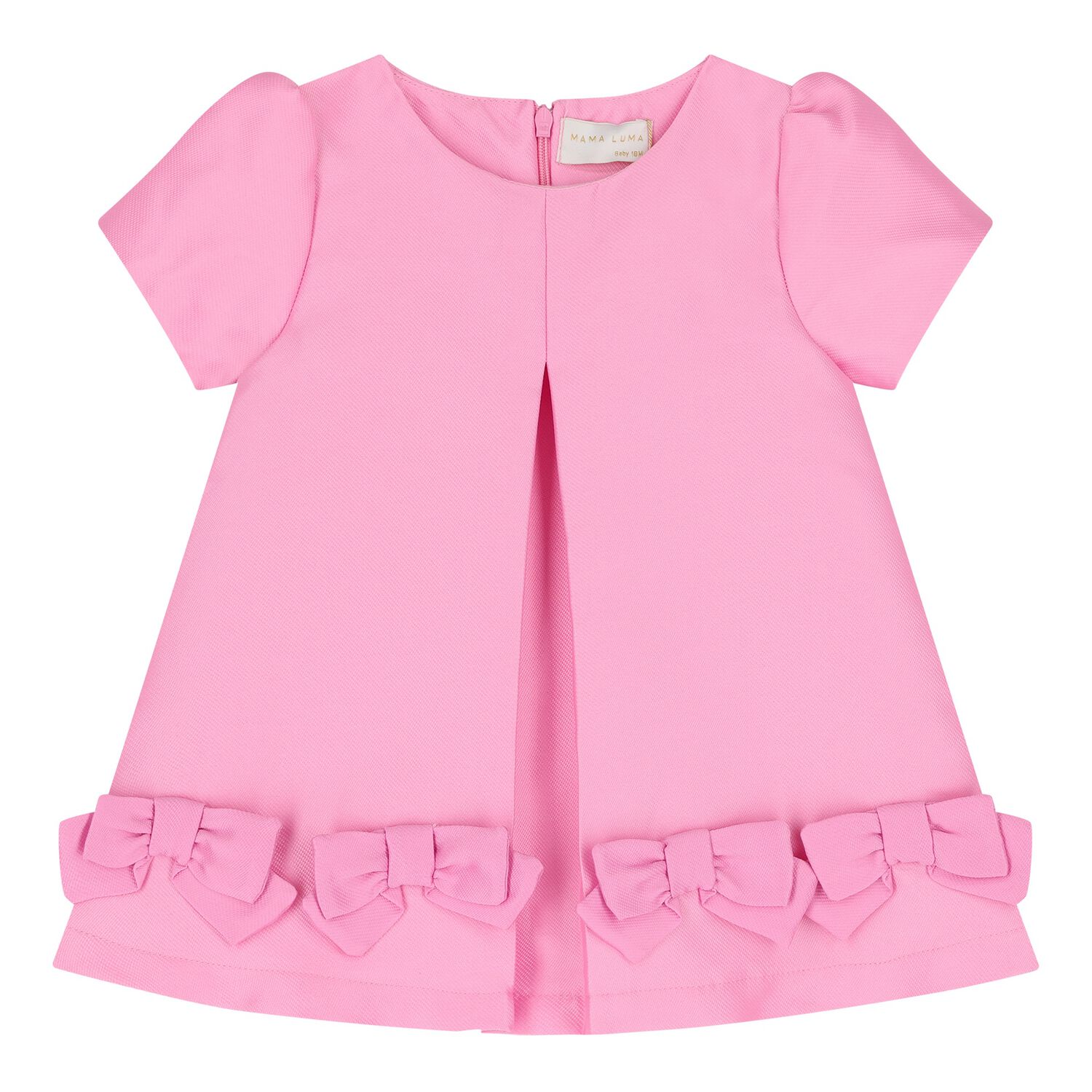 Baby Girls Pink Bow Dress , 1, hi-res
