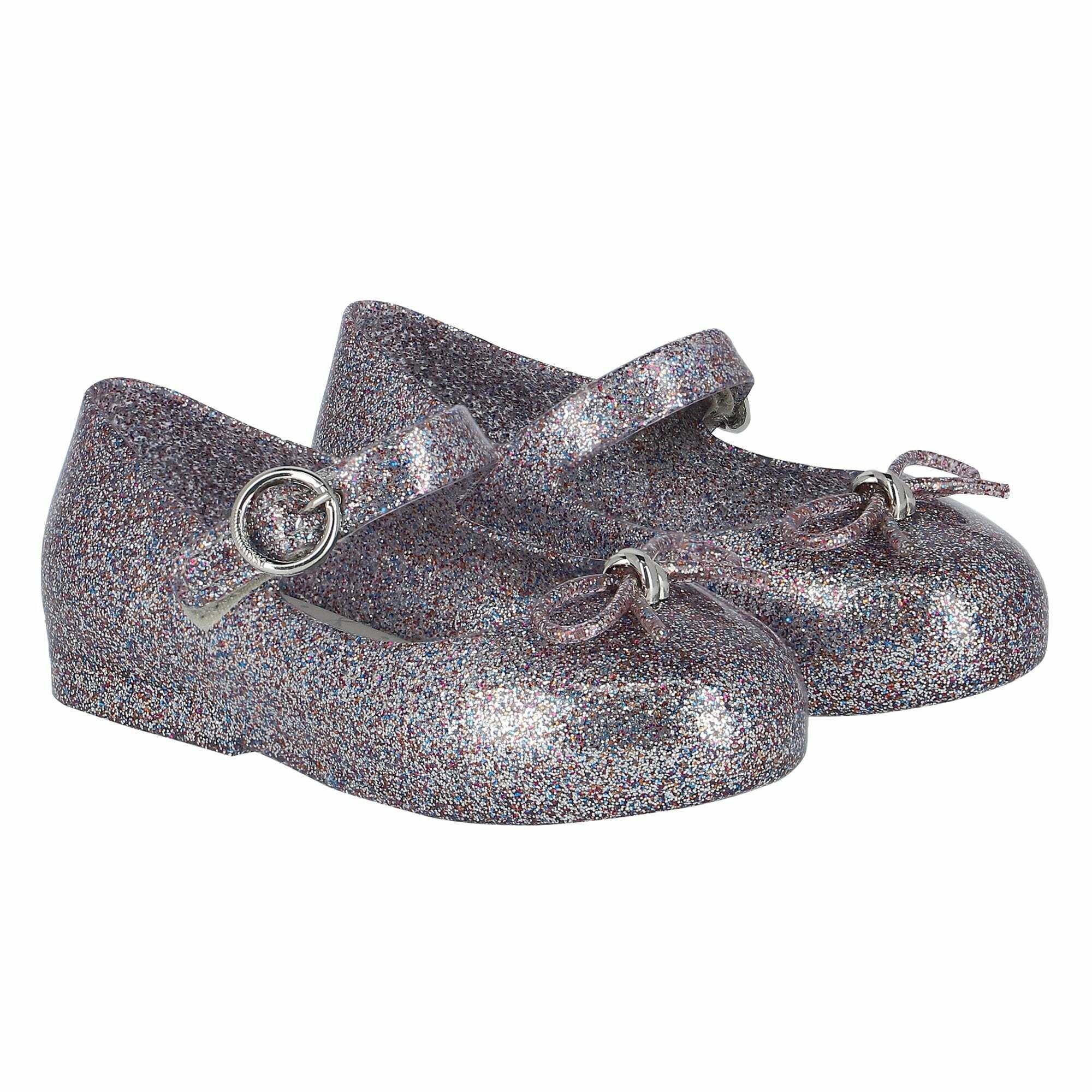 Mini Melissa Younger Girls Silver Glitter Jelly Shoes Junior