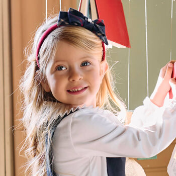 Girls Navy Blue & Red Tartan Headband, 1 Girls Navy Blue & Red Tartan Headband