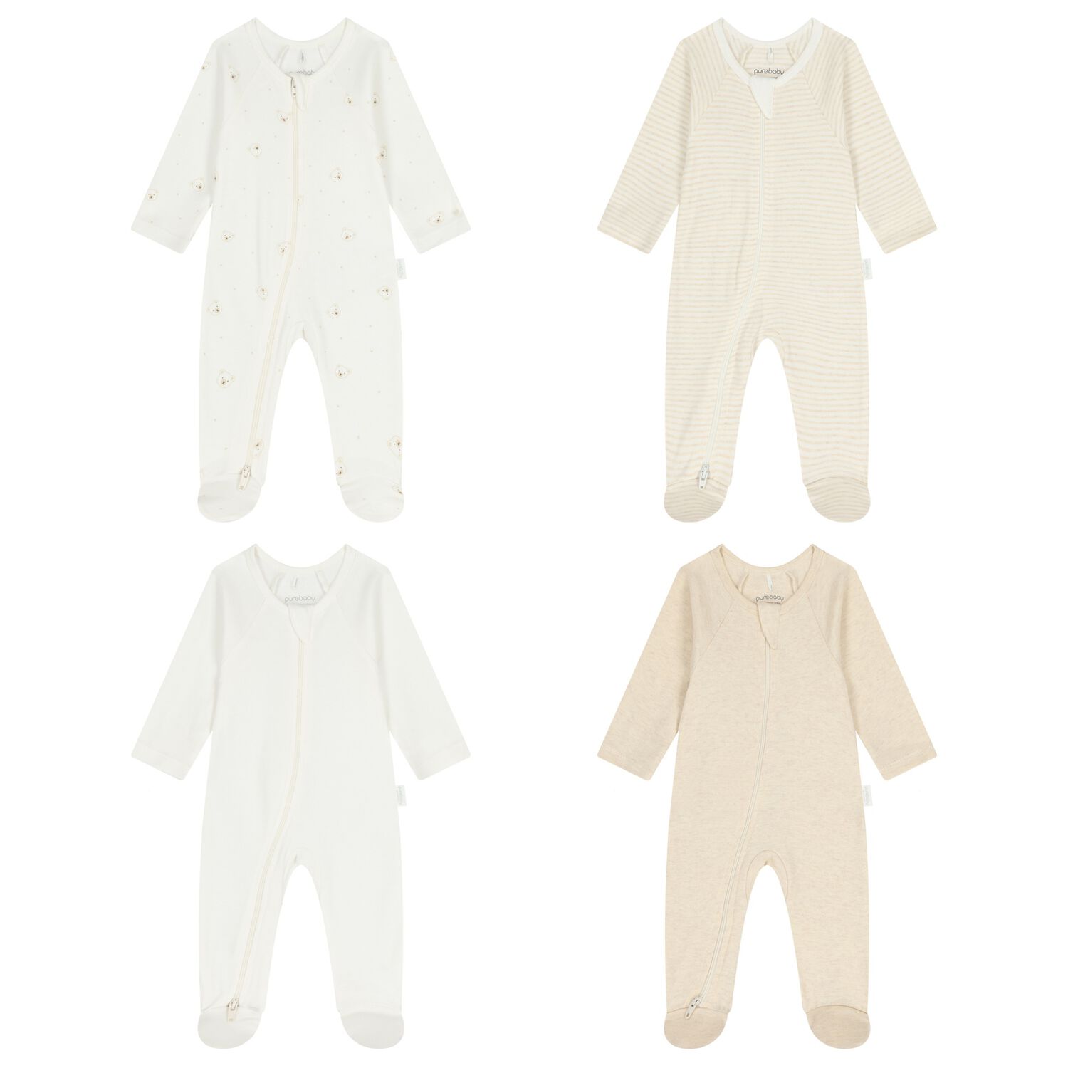 White & Beige Babygrows ( 4 Pack ), 3, hi-res image number null
