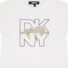 تي شيرت أبيض بالشعار على شكل قلب للبنات, 3, hi-res