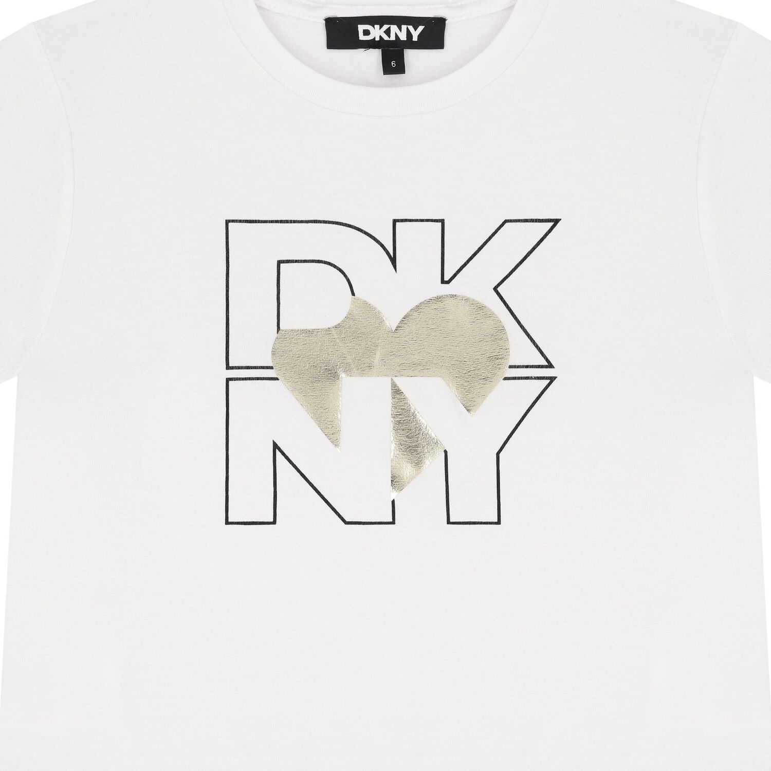 تي شيرت أبيض بالشعار على شكل قلب للبنات, 3, hi-res image number null