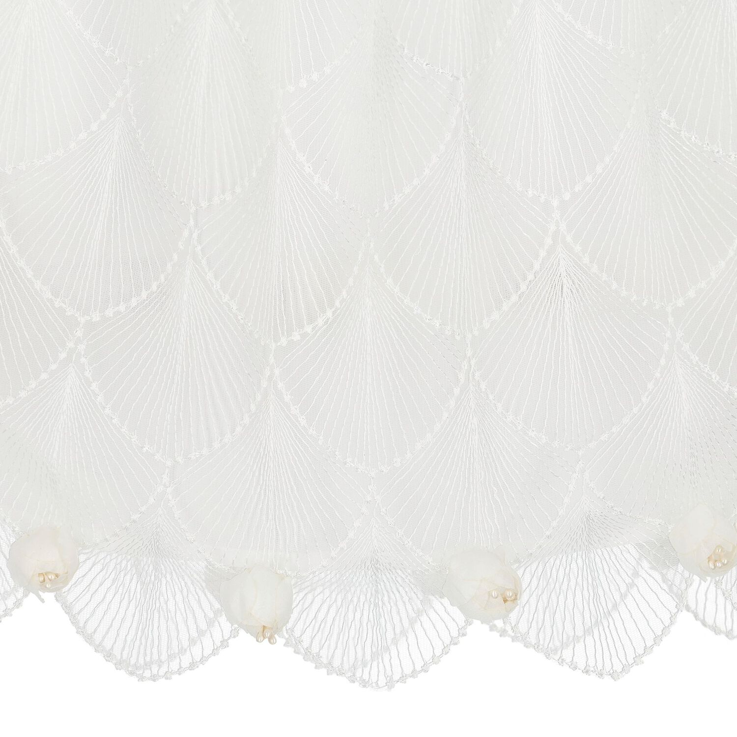 Girls White Scallop Lace Dress, 1, hi-res