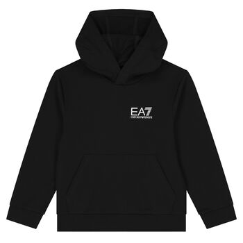 Boys Black Logo Hooded Top