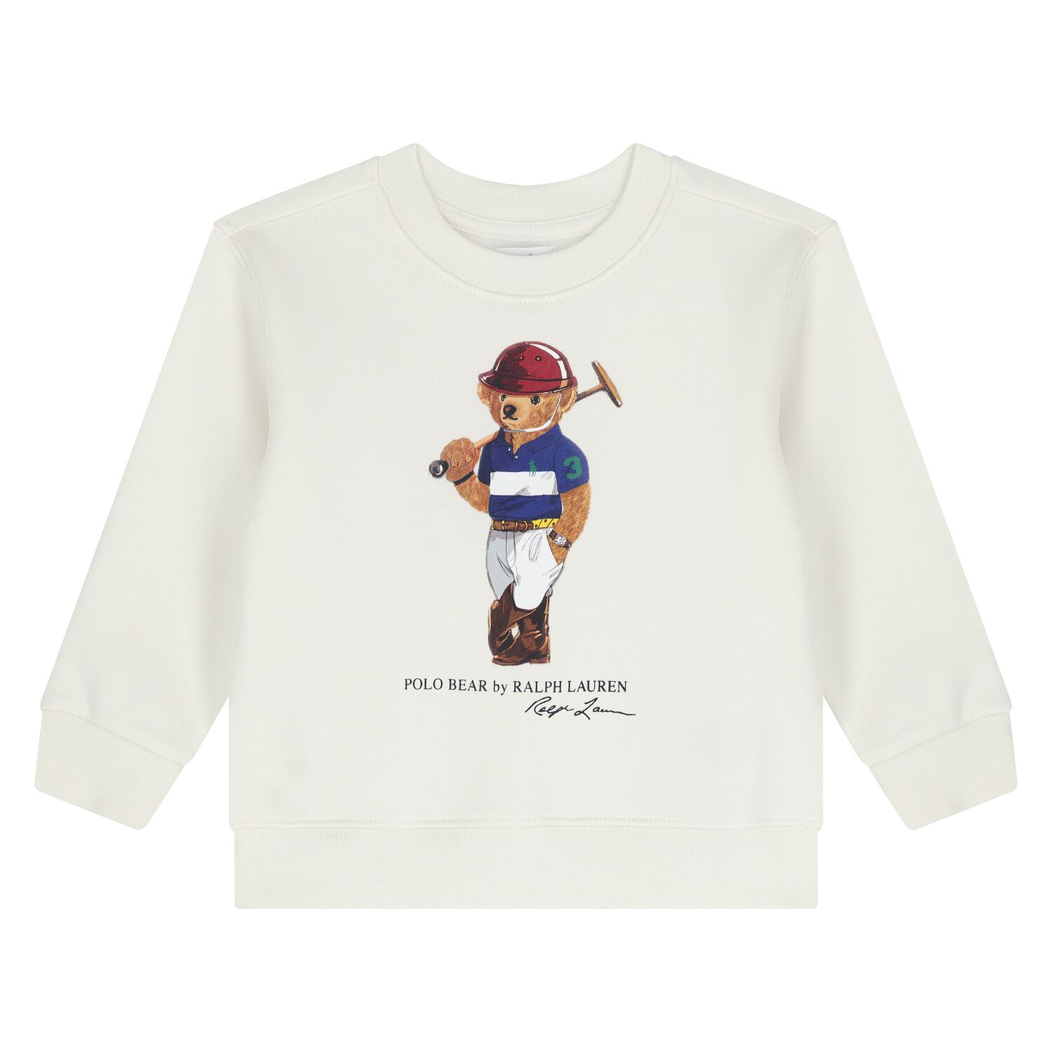 سويت شيرت للأطفال بشعار الدب تيدي باللون الأبيض للأولاد, 1, hi-res