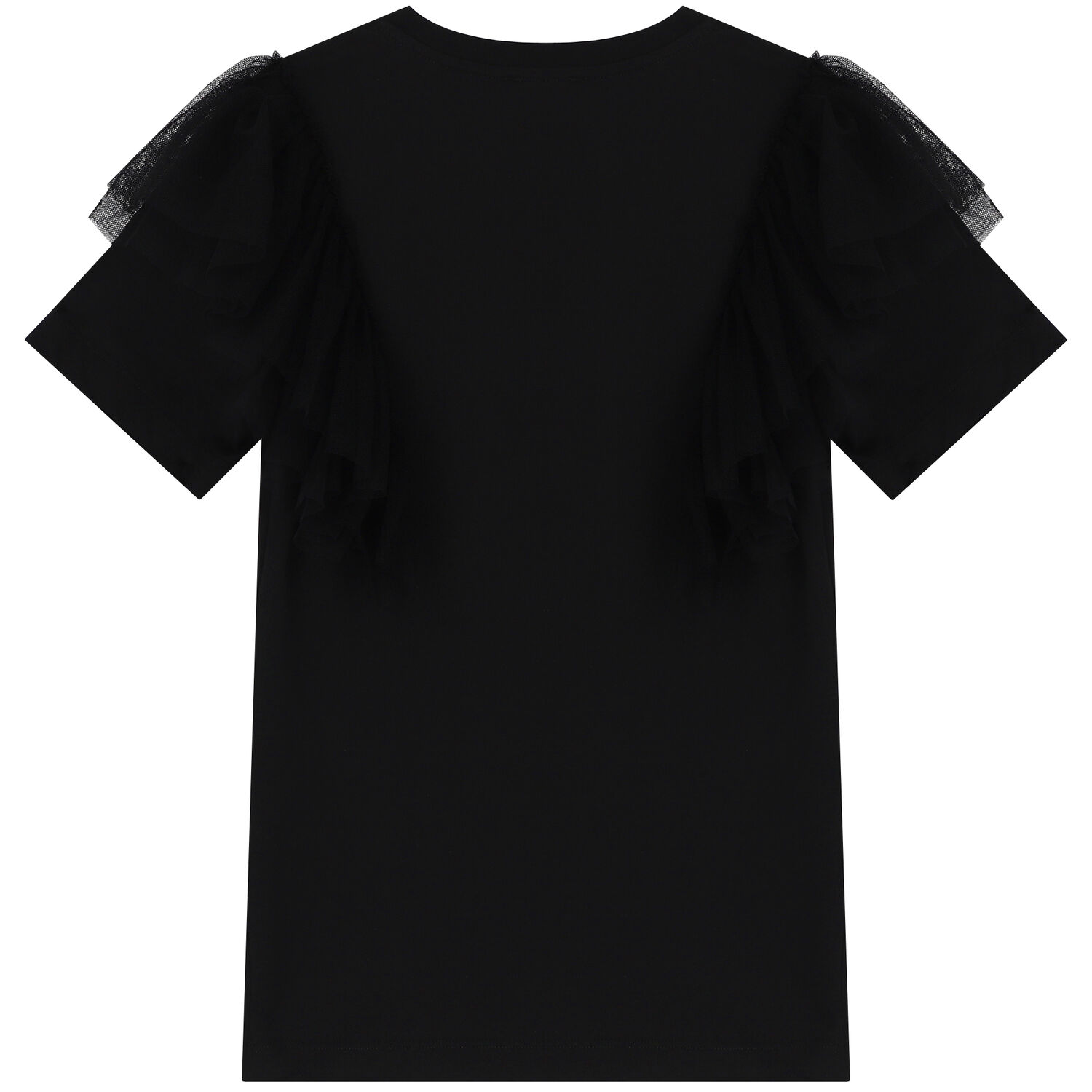 فستان بنات مكشكش بالشعار باللون الأسود, 1, hi-res image number null