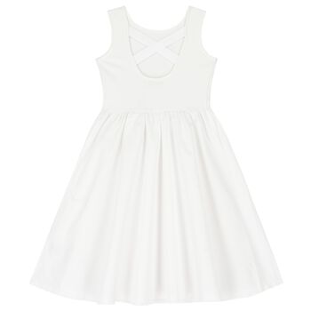 Girls White Flared Jersey Dress