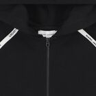 Black Logo Hooded Zip Up Top, 1, hi-res