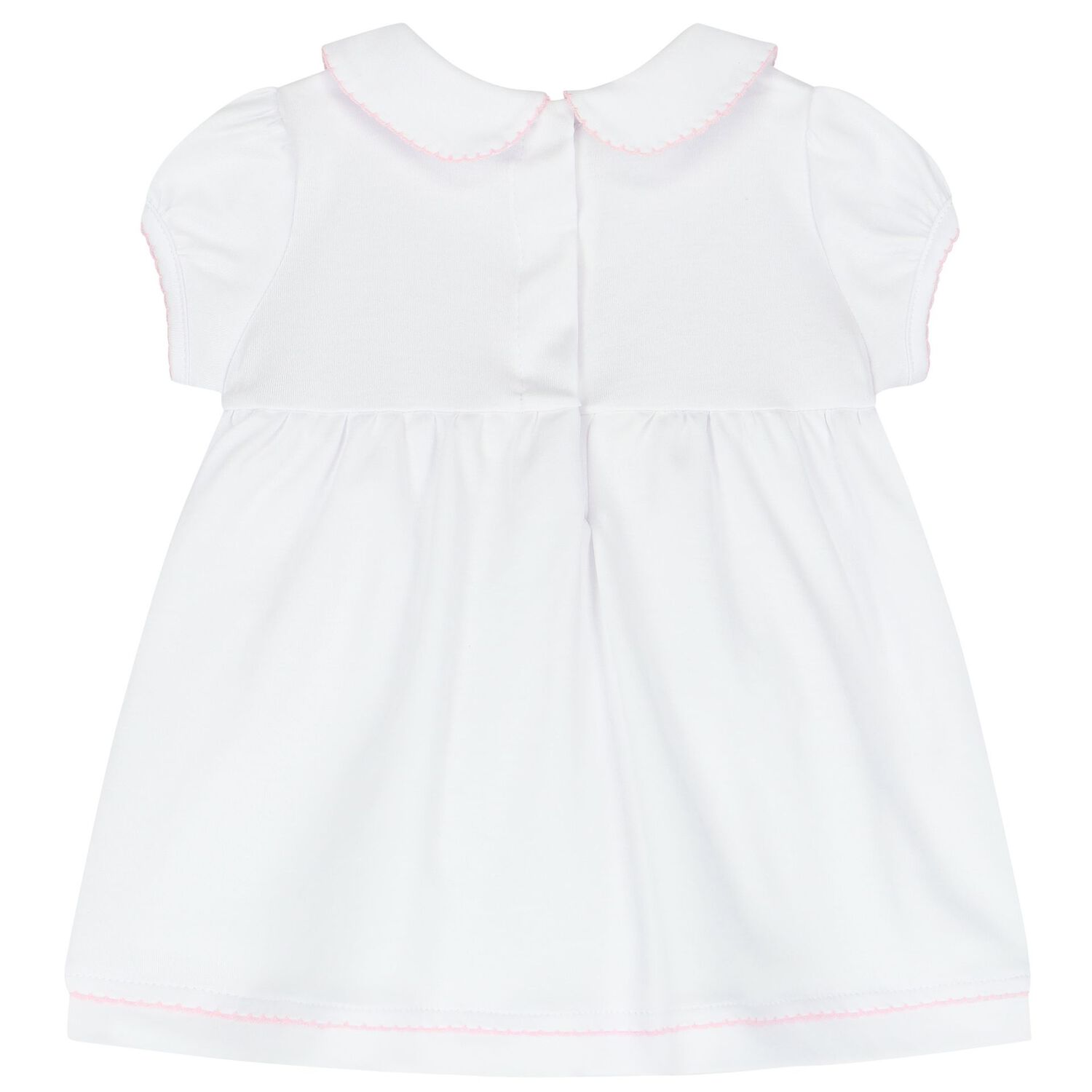 Baby Girls White and Pink Smocked Dress, 1, hi-res image number null