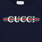 تيشيرت قطن بالشعار باللون الكحلي, 2, hi-res