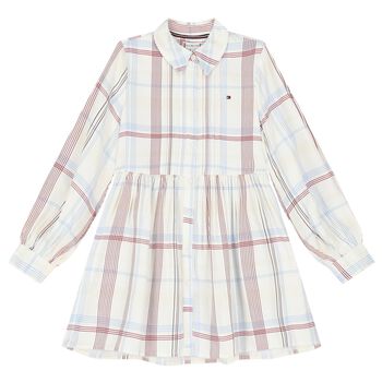 فستان بنات بالشعار باللون العاجي