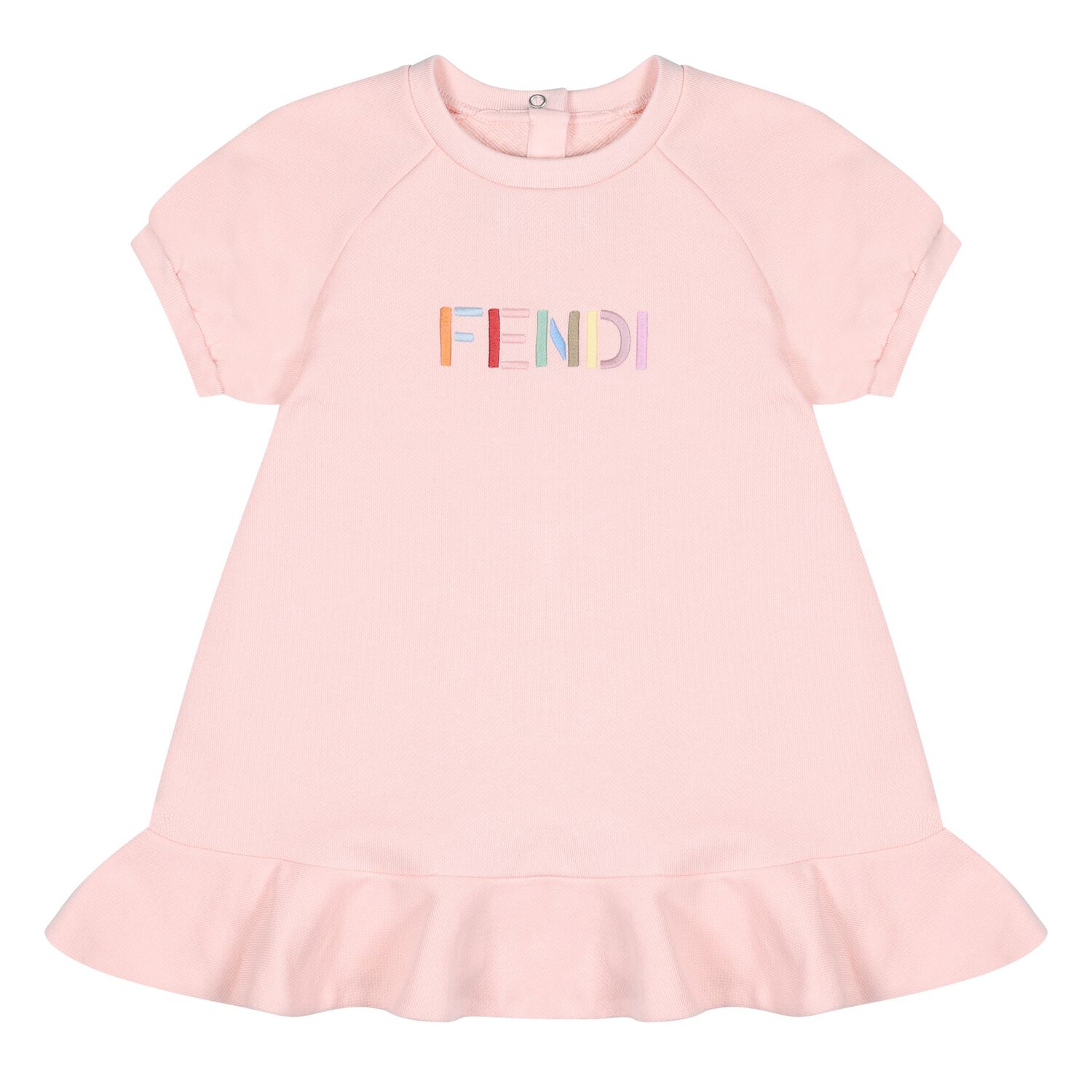 Younger Girls Pink Embroidered Logo Dress, 1, hi-res