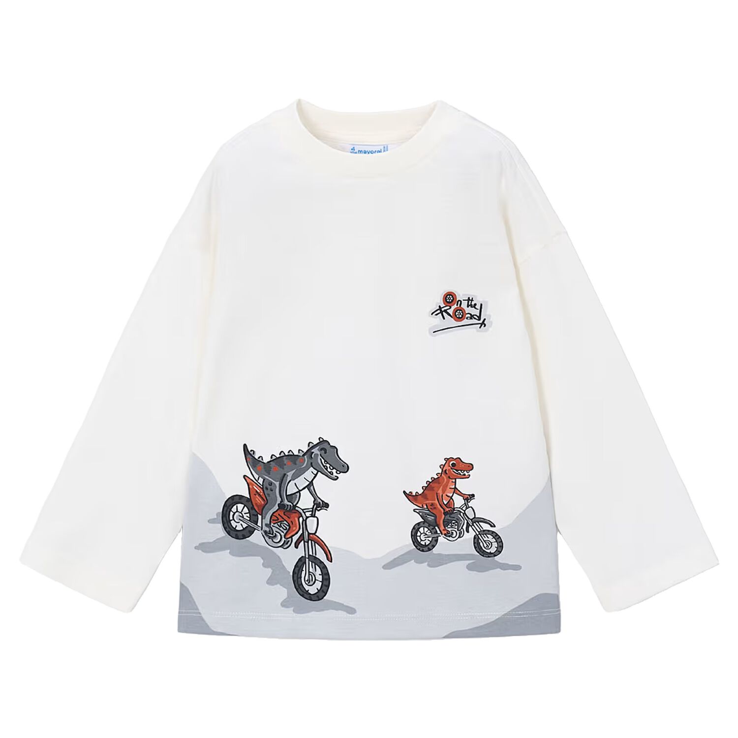 Boys Ivory Dinosaur Long Sleeve Top, 1, hi-res