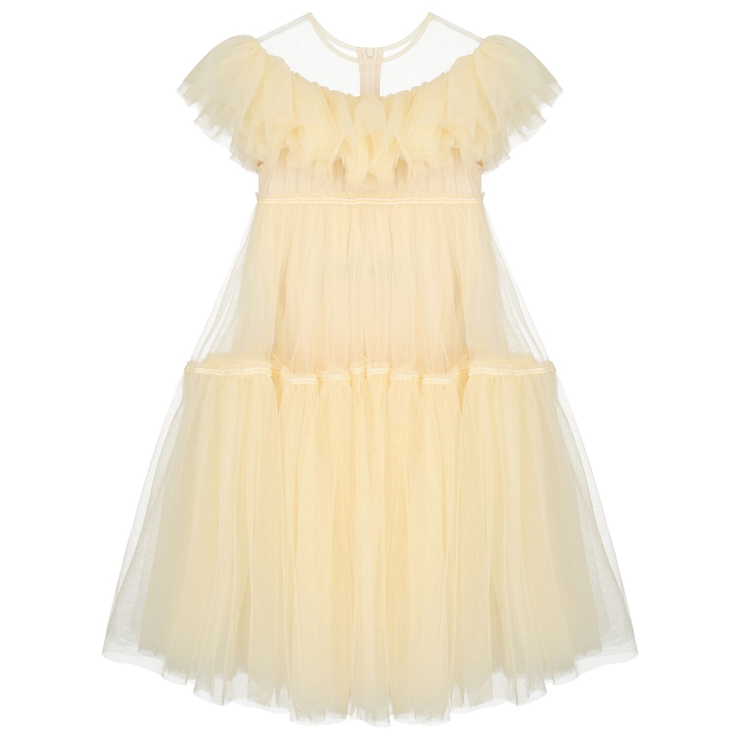 Girls Beige Tulle Dress, 1, hi-res image number null