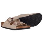 Girls Beige Arizona Flower Buckle Sandals, 1, hi-res