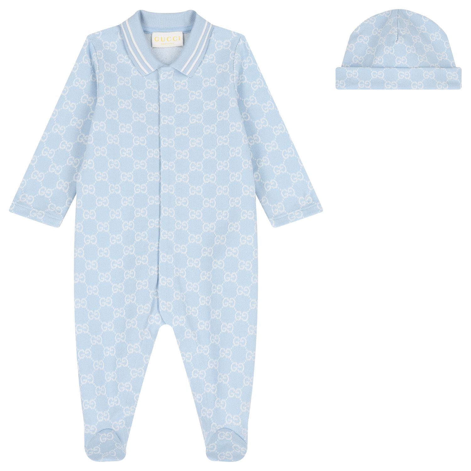 Baby Boys Blue GG Logo Babygrow Gift Set, 1, hi-res
