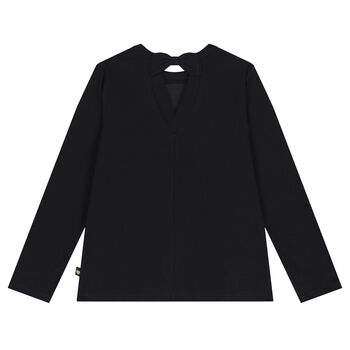 Girls Black Sequin Long Sleeve Top