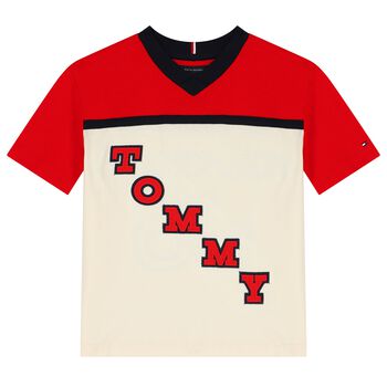 Boys Red & Ivory Logo T-Shirt