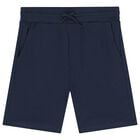 Boys Navy Blue Logo Shorts, 4, hi-res