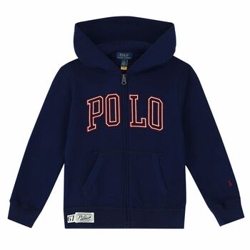 Boys Navy Logo Zip Up Top