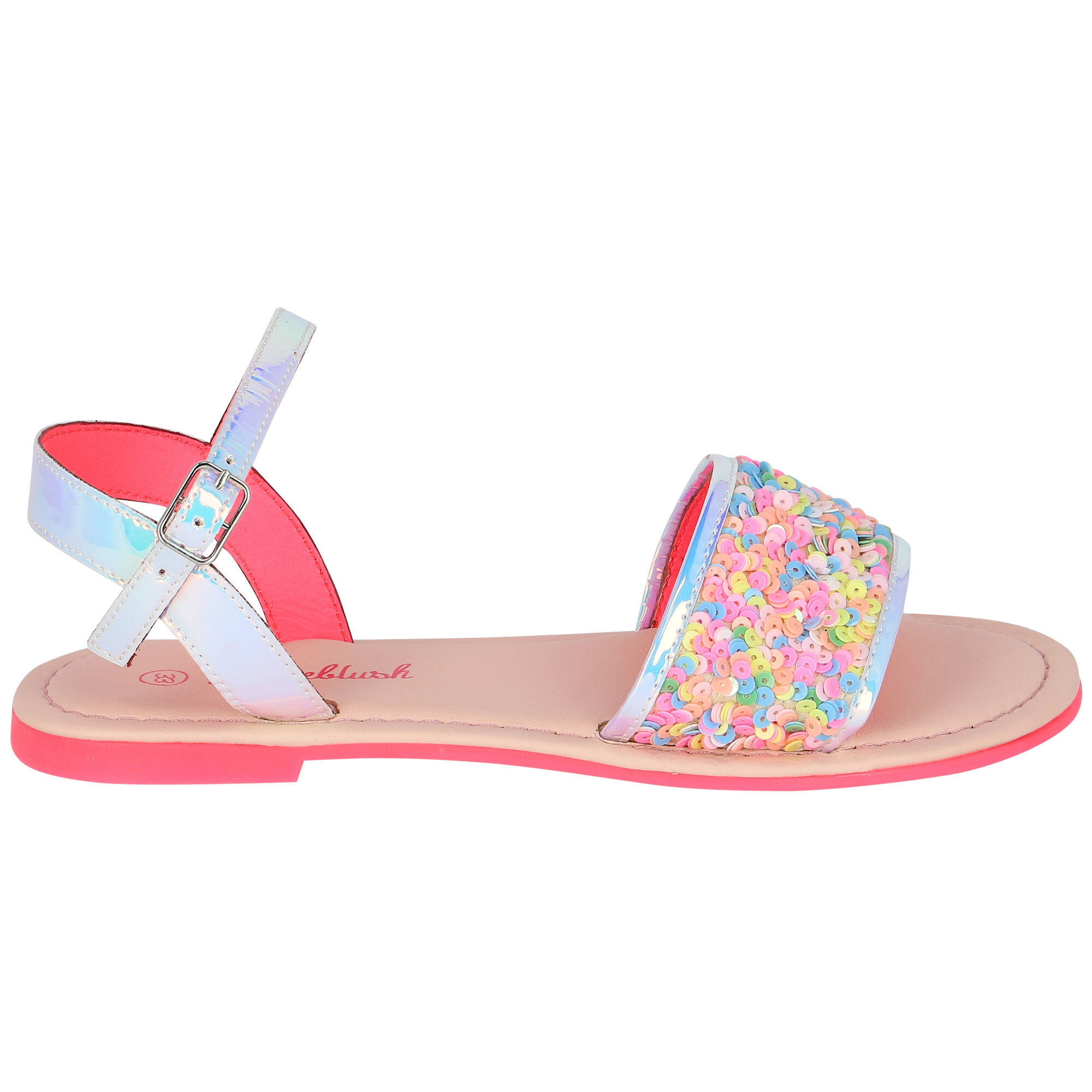 BILLIEBLUSH Girls Iridescent Silver Sequin Sandals Junior Couture UAE