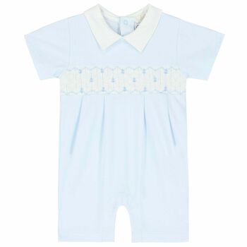 Baby Boys Blue Smocked Romper