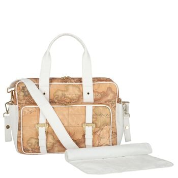 Beige & White Geo Map Baby Changing Bag
